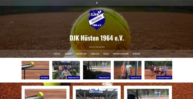 Screenshot WEbseite DJK Hueste 21964 e.V Tennis für Groß und klein